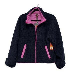 Bass Reversible Fleece & Nylon Jacket Medium Navy Pink Medium NWT